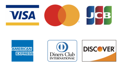 VISA、Mastercard、JCB、American Express、Diners、Discover